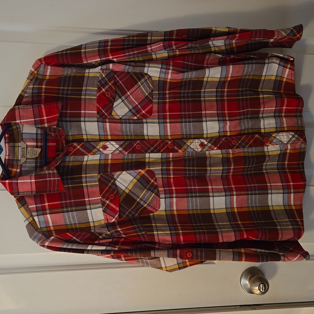 Duluth Trading Co Womens 2xl Red Plaid Flannel Shirt